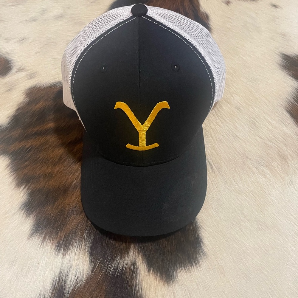 Black and White Cap with Yellow Logo